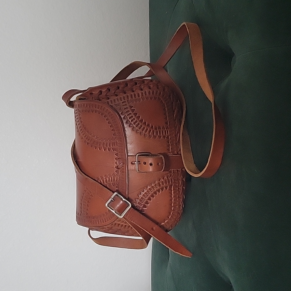 Vintage Brown Leather Crossbody Purse